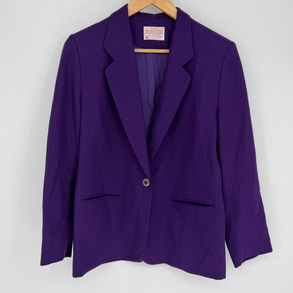 Vintage Pendleton Wool Blazer Heritage Academia Petite Purple 10 Made in USA